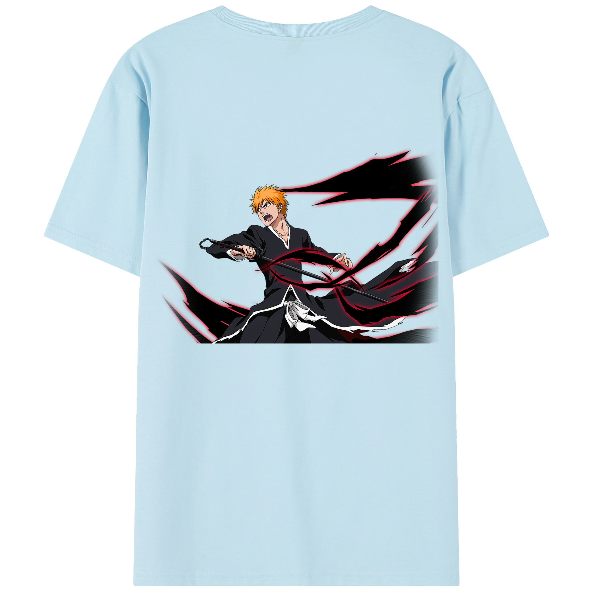 （画像用） ブリーチ 黒崎一護（くろさき いちご）BLEACH Kurosaki Ichigo 綿100％半袖Tシャツ（背面プリント）